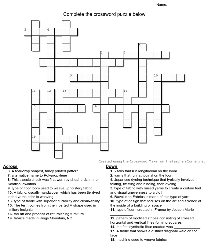 Fabric Crossword